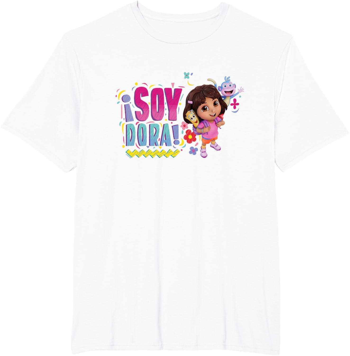 imageDora the Explorer Soy Dora Floral Colorful Big Chest Logo TShirtWhite