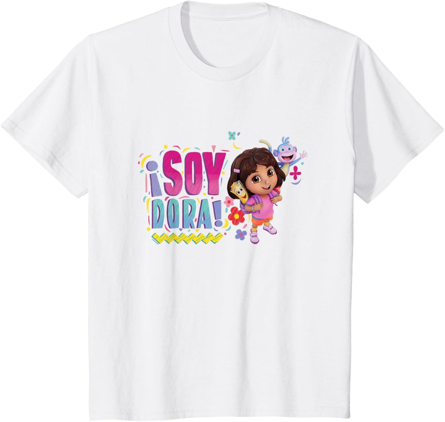imageDora the Explorer Soy Dora Floral Colorful Big Chest Logo TShirtWhite