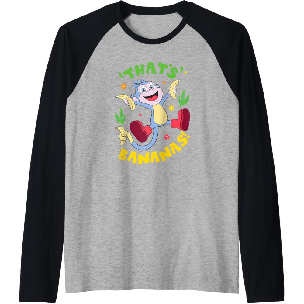 imageDora 2024 Boots Thats Bananas Raglan Baseball TeeBlackAthletic Heather