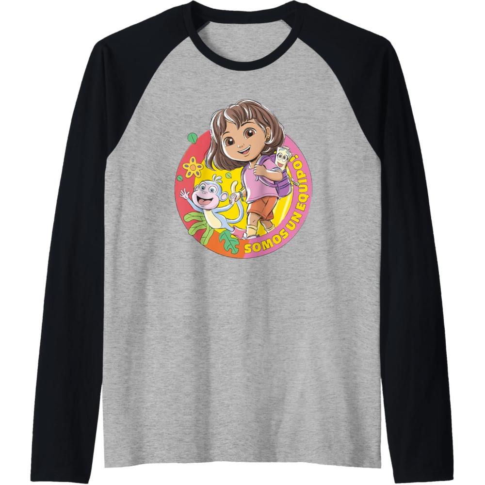 imageDora 2024 Dora and Boots Team Raglan Baseball TeeBlackAthletic Heather