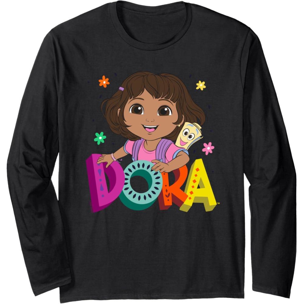 imageDora 2024 Dora and Map Logo Long Sleeve TShirtBlack