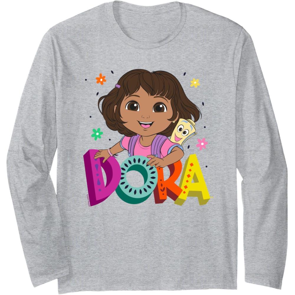 imageDora 2024 Dora and Map Logo Long Sleeve TShirtHeather Grey