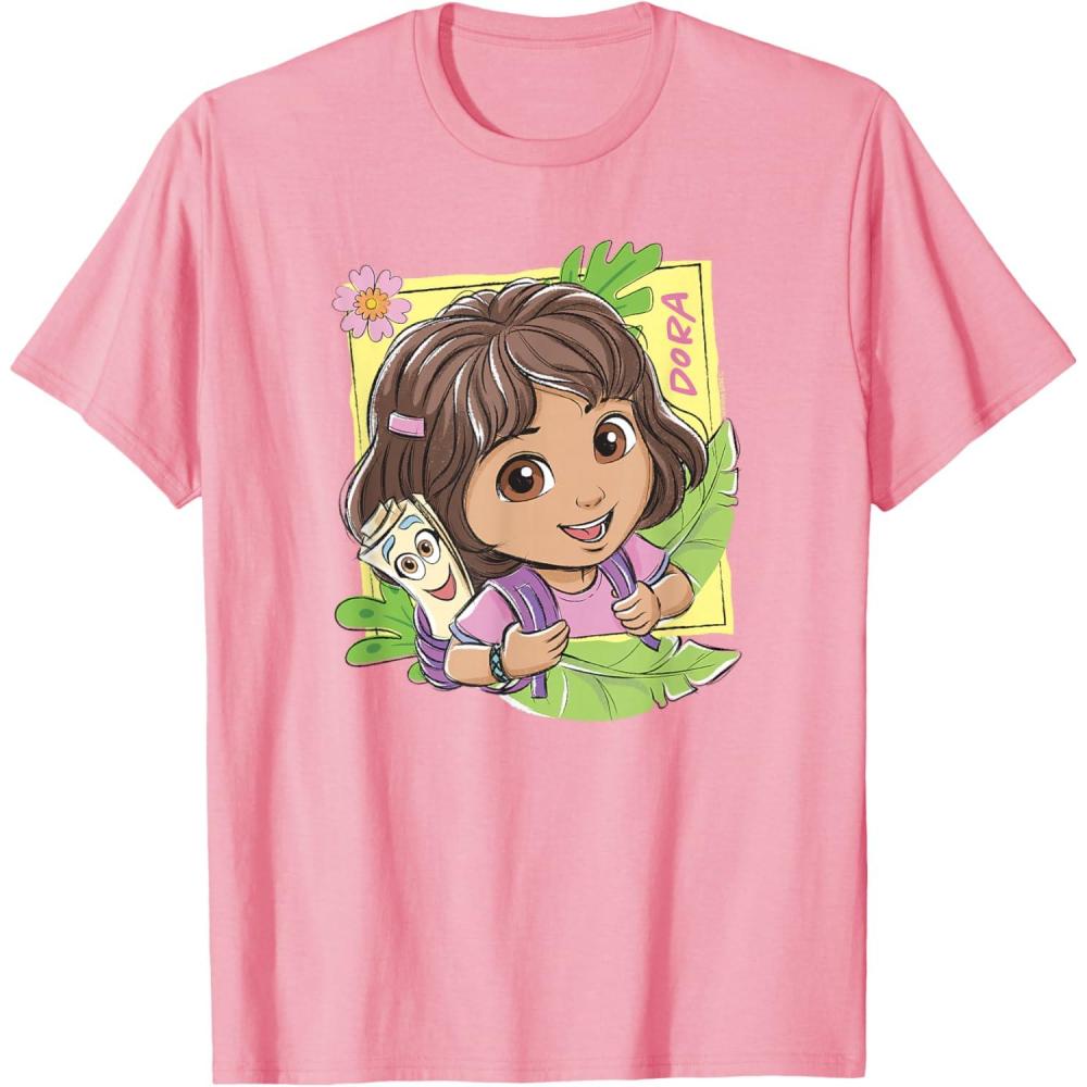 imageDora 2024 Dora and Map Tropical Leaves TShirtPink