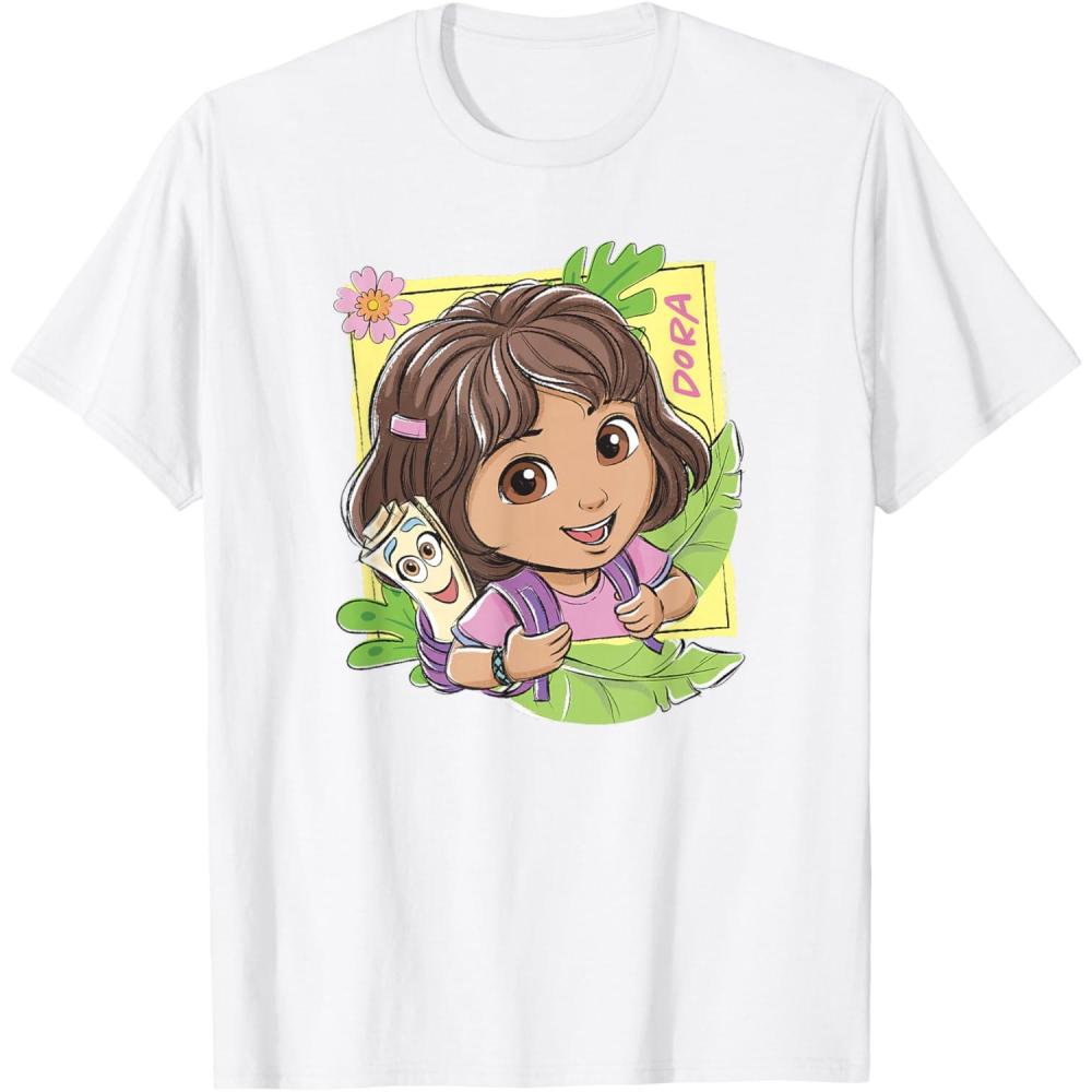 imageDora 2024 Dora and Map Tropical Leaves TShirtWhite