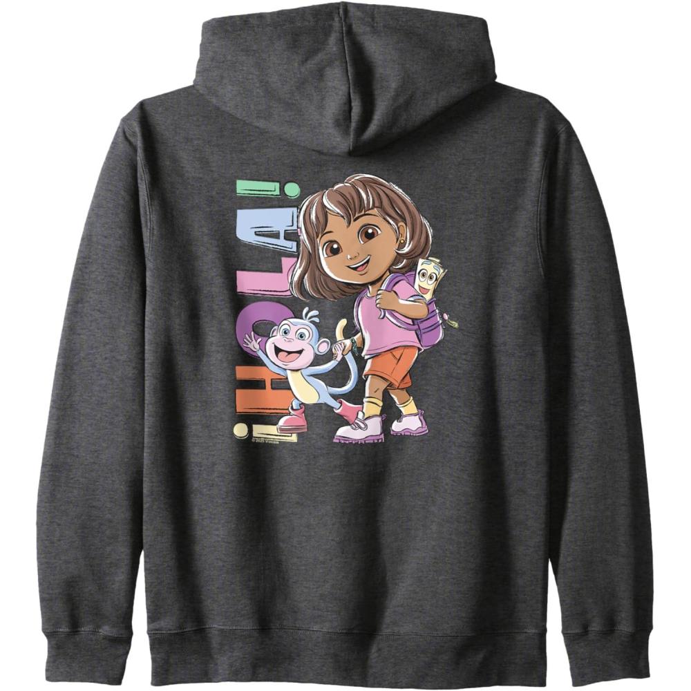 imageDora 2024 Hola Dora Sketchy Zip HoodieDark Heather Grey