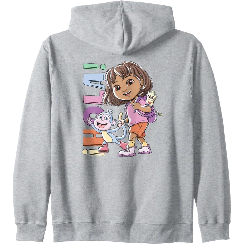 imageDora 2024 Hola Dora Sketchy Zip HoodieHeather Grey