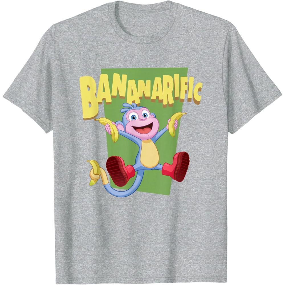 imageDora the Explorer Cute Boots Bananarific Big Chest Logo TShirtHeather Grey