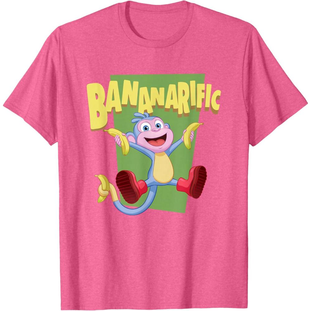 imageDora the Explorer Cute Boots Bananarific Big Chest Logo TShirtPink Heather