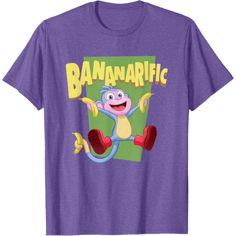 imageDora the Explorer Cute Boots Bananarific Big Chest Logo TShirtPurple Heather