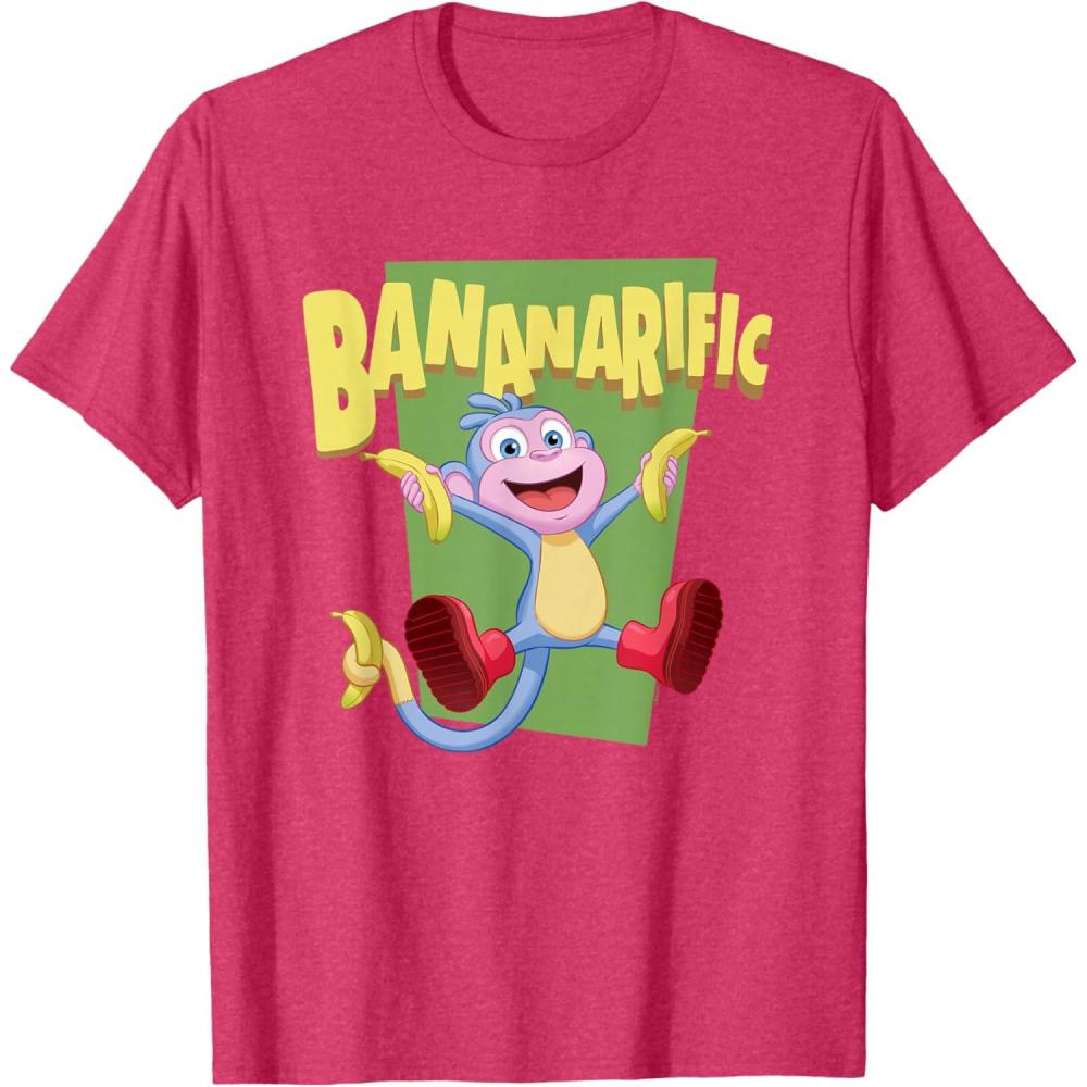imageDora the Explorer Cute Boots Bananarific Big Chest Logo TShirtRed Heather