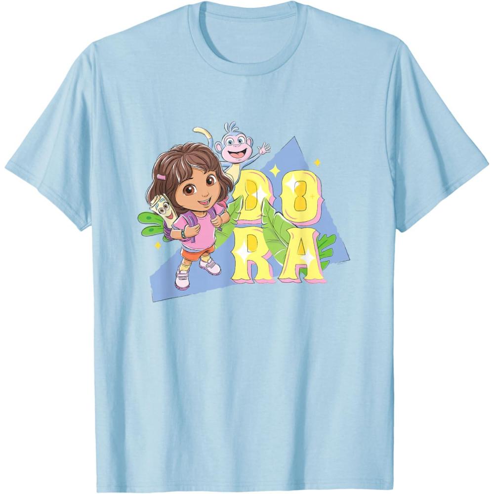imageDora the Explorer Dora And Friends Colorful Sketch Logo TShirtBaby Blue