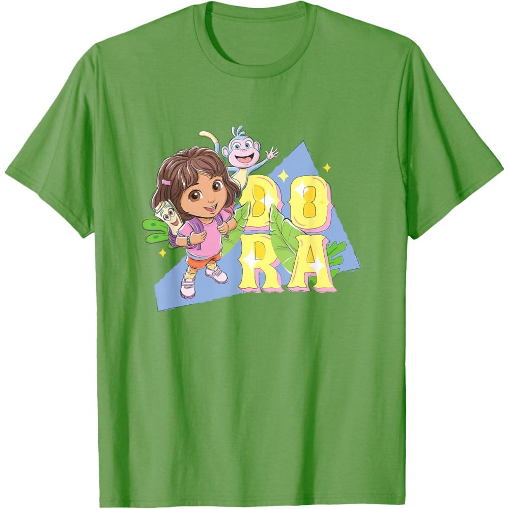 imageDora the Explorer Dora And Friends Colorful Sketch Logo TShirtGrass Green