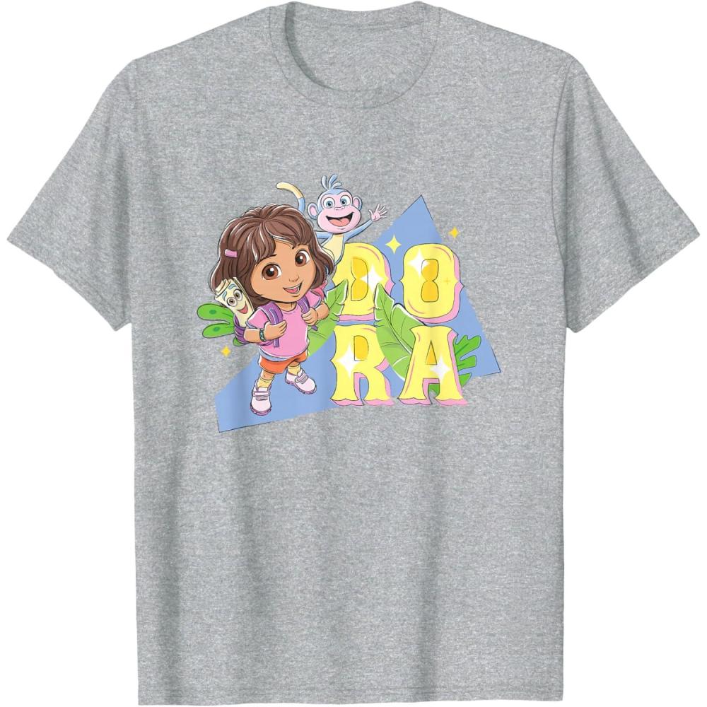 imageDora the Explorer Dora And Friends Colorful Sketch Logo TShirtHeather Grey