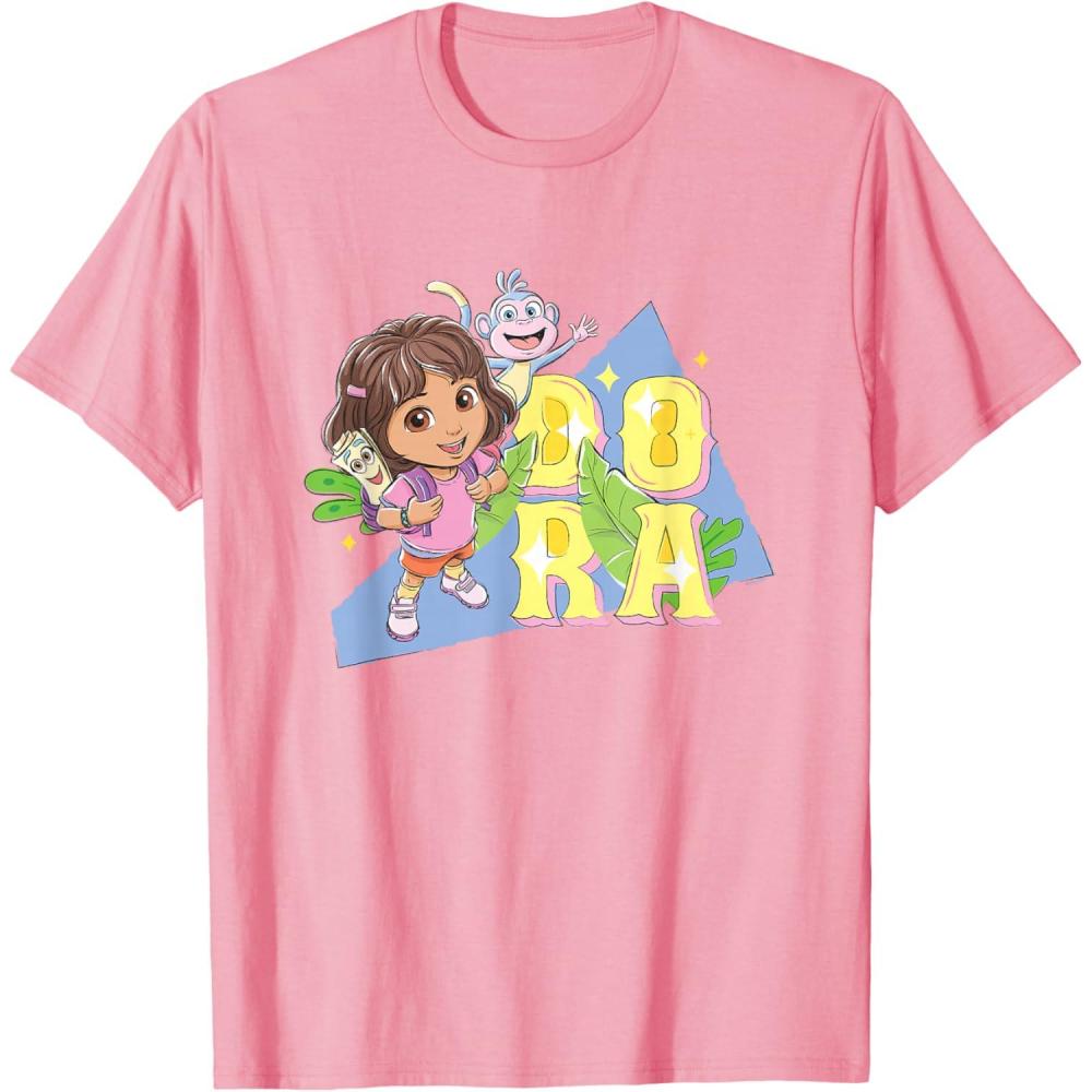 imageDora the Explorer Dora And Friends Colorful Sketch Logo TShirtPink