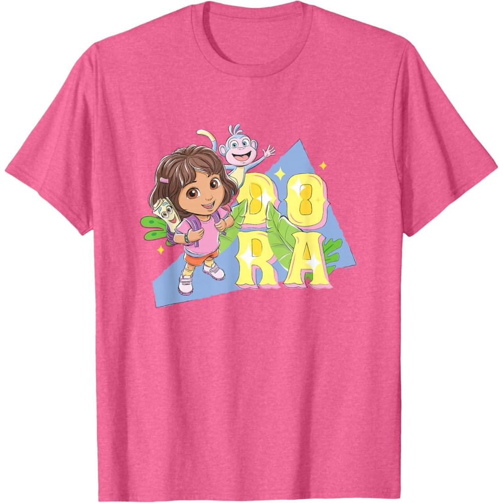 imageDora the Explorer Dora And Friends Colorful Sketch Logo TShirtPink Heather