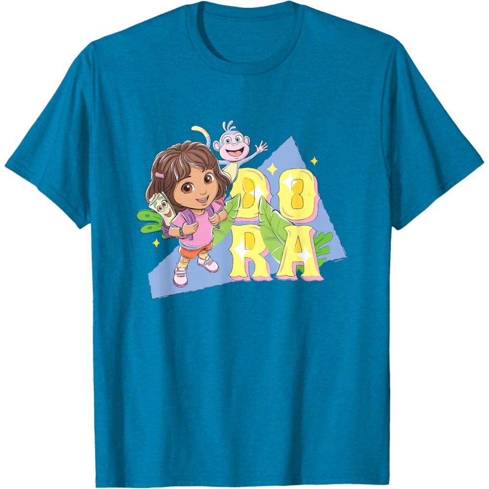 imageDora the Explorer Dora And Friends Colorful Sketch Logo TShirtSapphire Blue