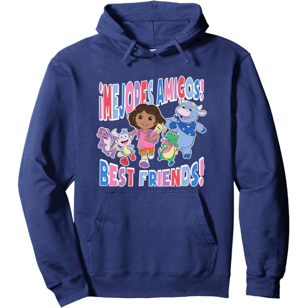 imageDora the Explorer Mejores Amigos Best Friends Chest Logo Pullover HoodieNavy Blue