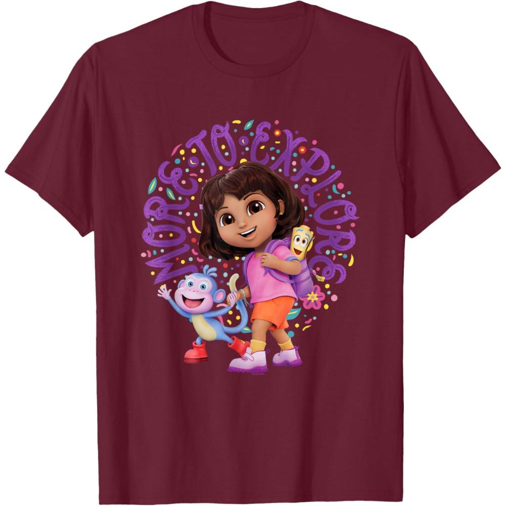 imageDora the Explorer More To Explore Colorful Big Chest Logo TShirtBurgundy