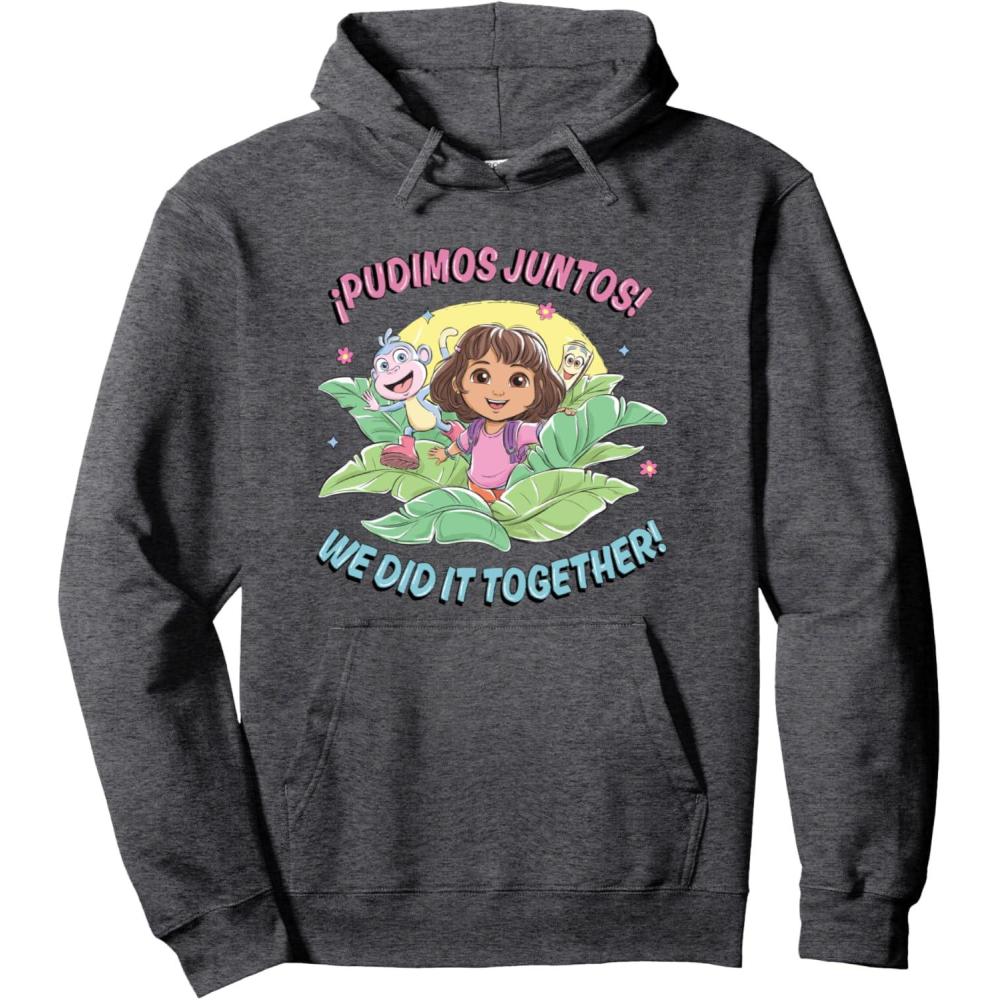 imageDora the Explorer Pudimos Juntos We Did It Together Logo Pullover HoodieDark Heather Grey
