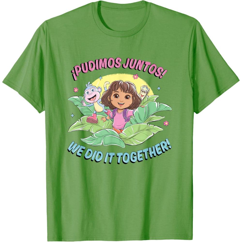 imageDora the Explorer Pudimos Juntos We Did It Together Logo TShirtGrass Green