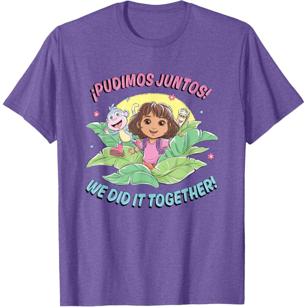 imageDora the Explorer Pudimos Juntos We Did It Together Logo TShirtPurple Heather