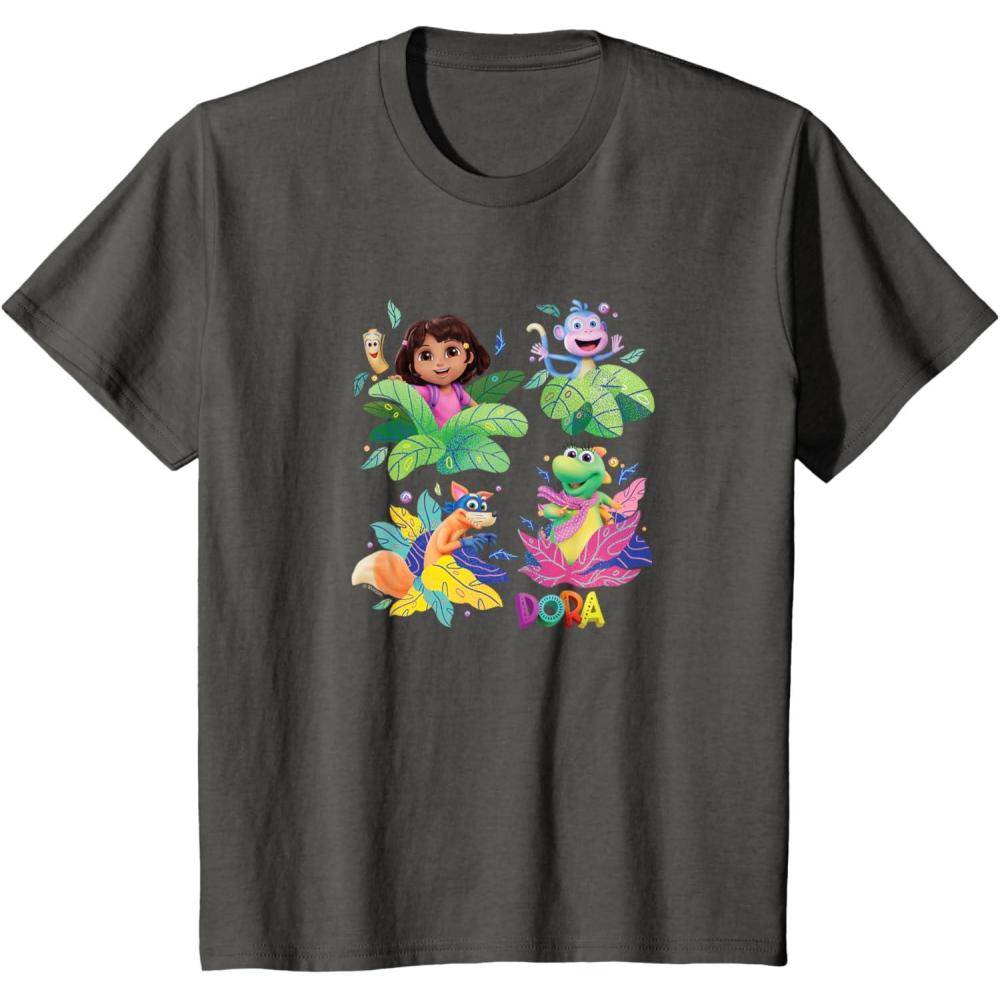 imageKids Dora 2024 Character Grid TShirtAsphalt Grey