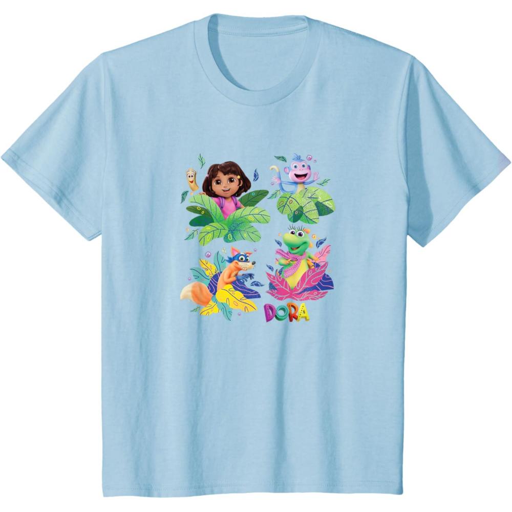 imageKids Dora 2024 Character Grid TShirtBaby Blue