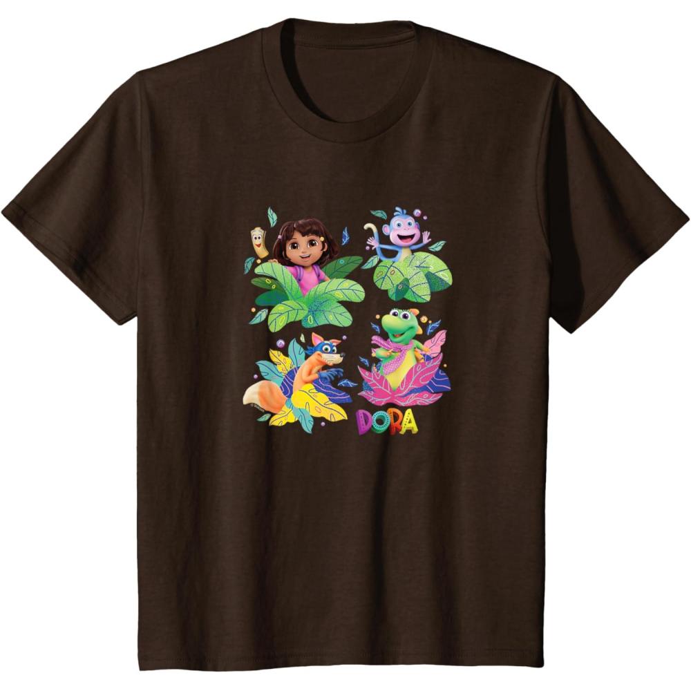 imageKids Dora 2024 Character Grid TShirtBrown