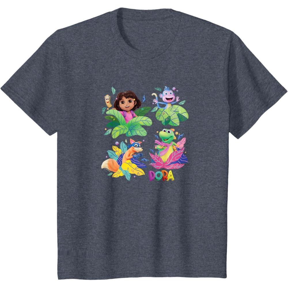 imageKids Dora 2024 Character Grid TShirtHeather Blue