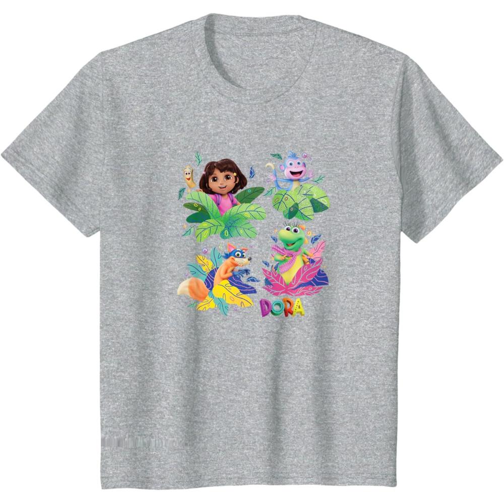 imageKids Dora 2024 Character Grid TShirtHeather Grey
