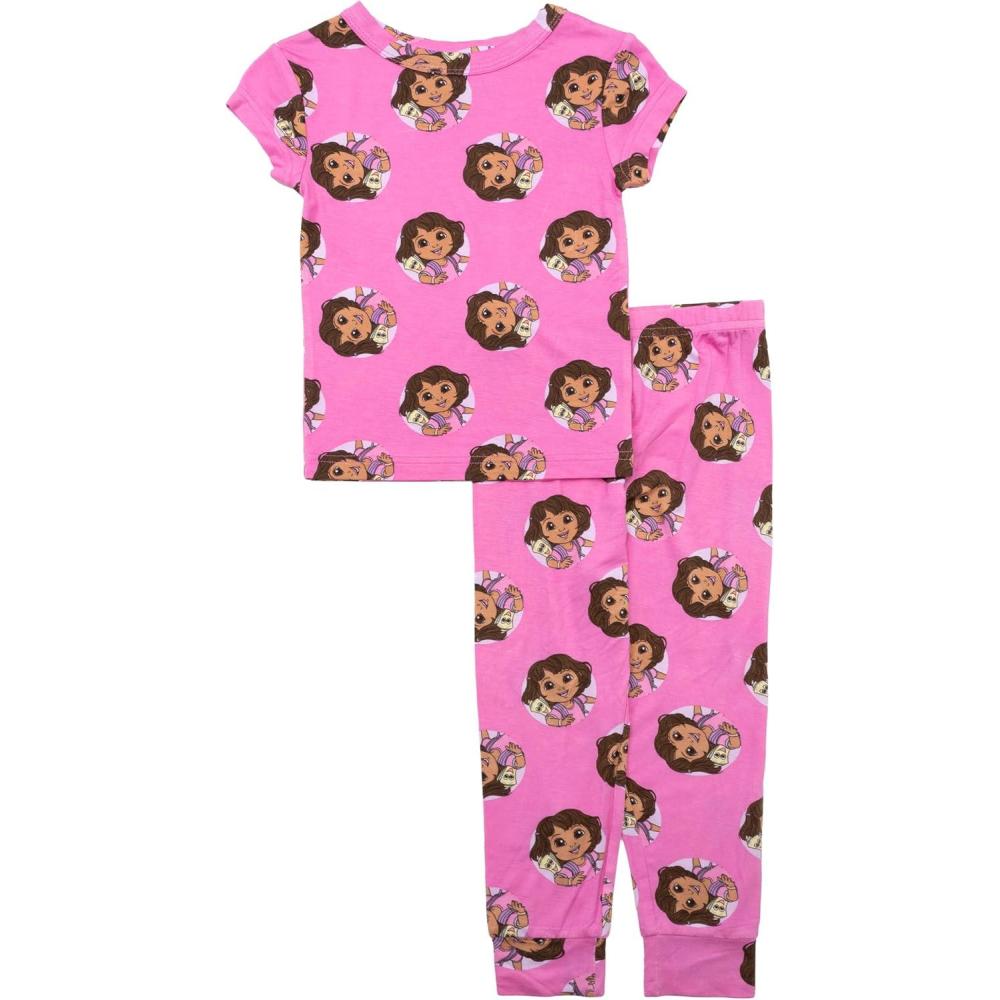 imageNickelodeon Girls 2Piece Snugfit Viscose Pajama Set Soft ampamp Cute for KidsLovely Dora