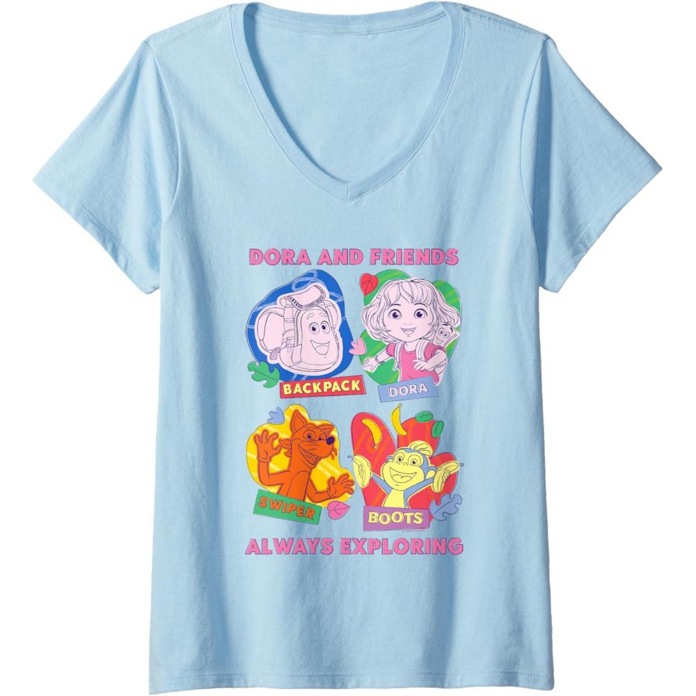 imageWomens Dora 2024 Dora and Friends VNeck TShirtBaby Blue