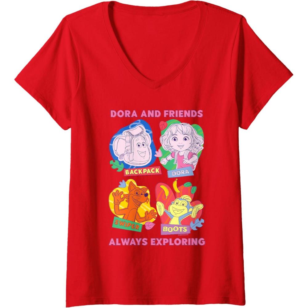 imageWomens Dora 2024 Dora and Friends VNeck TShirtRed