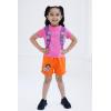 DORA Nickelodeon Girls Cosplay T-Shirt & French Terry Shorts Outfit Set Toddler to Little Kid Sizes (2T – 7-8)(Pink / Orange)