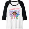 Dora (2024) Adventure Awaits Raglan Baseball Tee(Black/White)