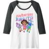 Dora (2024) Adventure Awaits Raglan Baseball Tee(Dark Heather Grey/White)