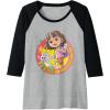 Dora (2024) Dora and Boots Team Raglan Baseball Tee(Black/Athletic Heather)