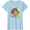 Dora (2024) Dora and Map Tropical Leaves T-Shirt(Baby Blue)