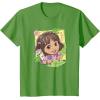 Dora (2024) Dora and Map Tropical Leaves T-Shirt(Grass Green)