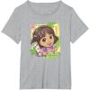 Dora (2024) Dora and Map Tropical Leaves T-Shirt(Heather Grey)