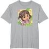 Dora (2024) Dora and Map Tropical Leaves T-Shirt(Heather Grey)