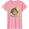 Dora (2024) Dora and Map Tropical Leaves T-Shirt(Pink)