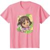 Dora (2024) Dora and Map Tropical Leaves T-Shirt(Pink)