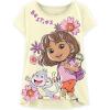Dora The Explorer T-Shirt Sets – Boots & Friends Kids Birthday Party Graphic Outfit Tee Toddlers Birthday to Girls Clothes(Yellow  Grey  Pink)