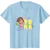 Dora the Explorer Dora And Friends Colorful Sketch Logo T-Shirt(Baby Blue)