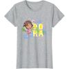 Dora the Explorer Dora And Friends Colorful Sketch Logo T-Shirt(Heather Grey)