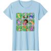 Dora the Explorer Group Shot Characters Boxes Colorful Logo T-Shirt(Baby Blue)