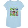 Dora the Explorer Group Shot Characters Boxes Colorful Logo T-Shirt(Baby Blue)