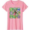 Dora the Explorer Group Shot Characters Boxes Colorful Logo T-Shirt(Pink)