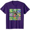 Dora the Explorer Group Shot Characters Boxes Colorful Logo T-Shirt(Purple)